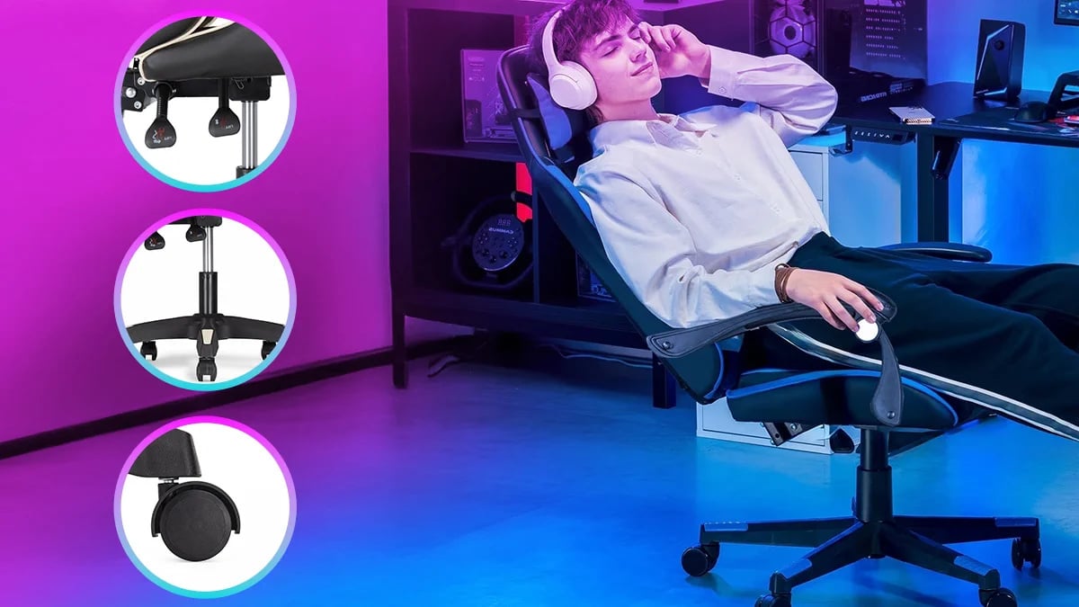 Extralink Gaming | Fotel gamingowy | biurowy, obrotowy, kubełkowy, czarno-niebieski, G-523