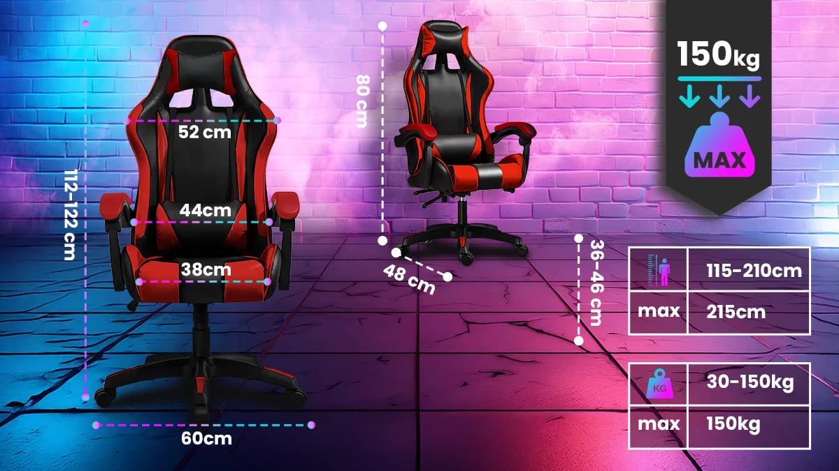 Extralink Gaming | Fotel gamingowy | biurowy, obrotowy, kubełkowy, czarno-czerwony, G-522