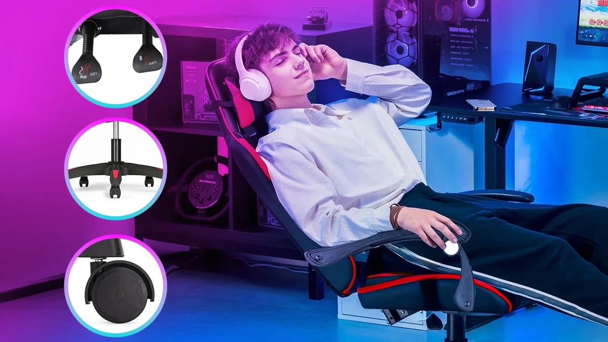 Extralink Gaming | Fotel gamingowy | biurowy, obrotowy, kubełkowy, czarno-czerwony, G-522