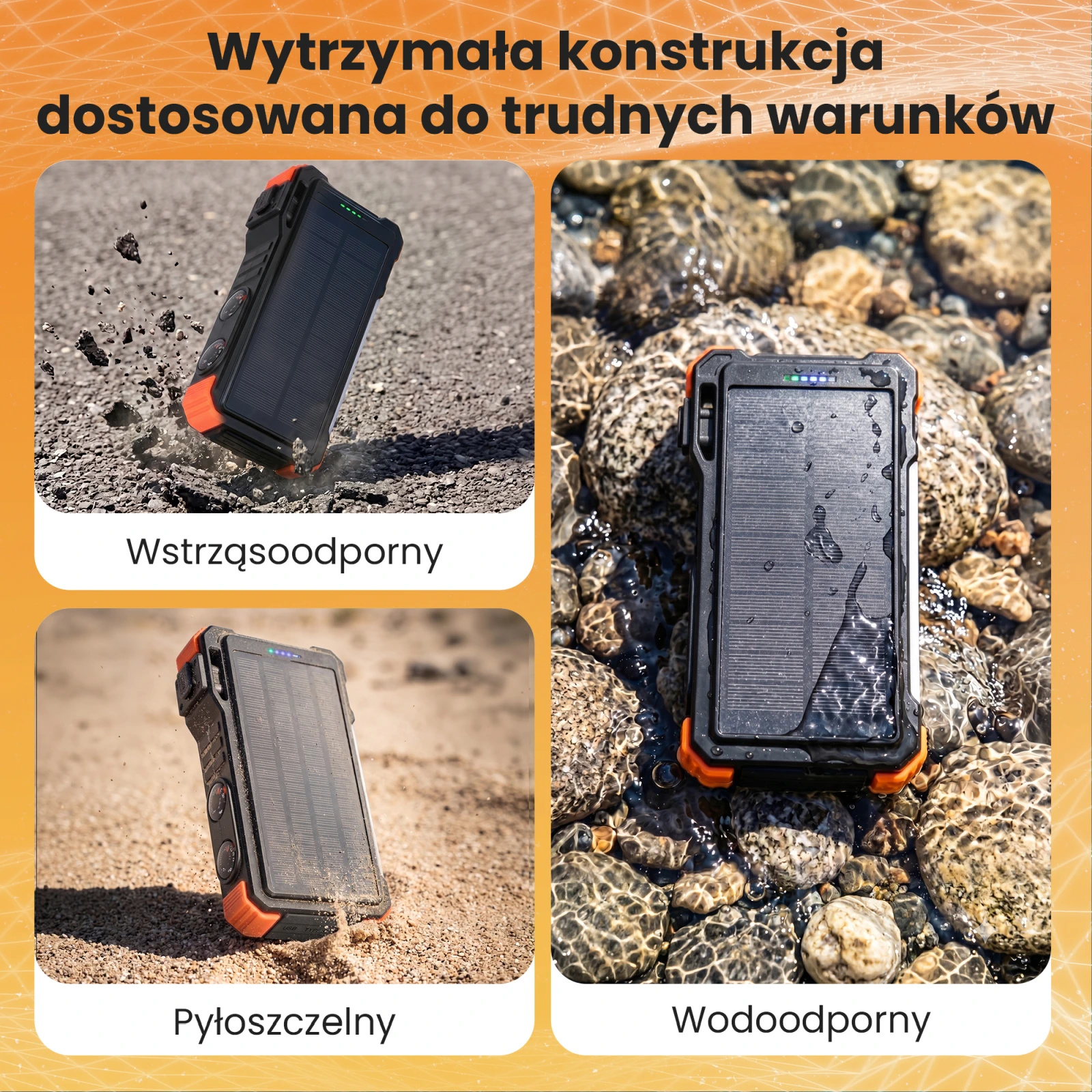 Extralink | Powerbank solarny | 20000mAh, 45W, indukcja, lampa, latarka