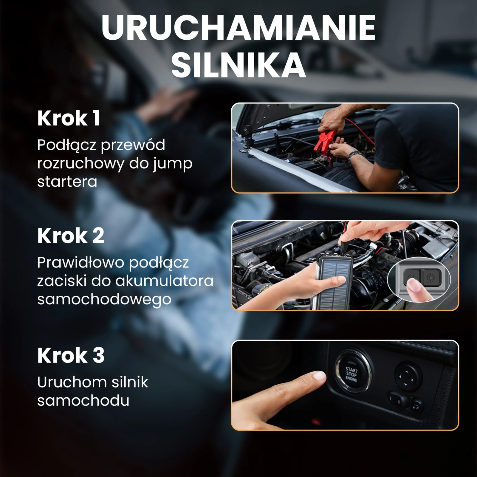 Extralink | Powerbank solarny | 12000mAh, jump starter, 1500A, lampa, latarka