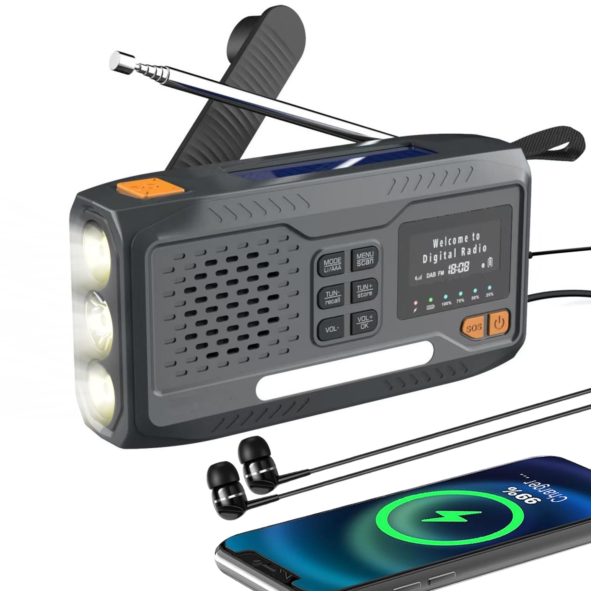 Black Forest by Extralink BT-4000 | Radio awaryjne Bluetooth solarne z korbką dynamo i latarką SOS | Powerbank 4500mAh