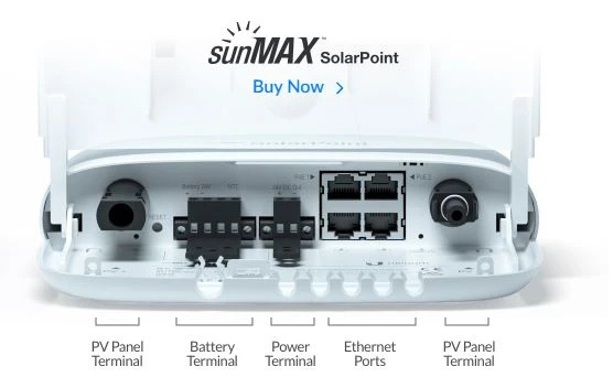 Ubiquiti SM-SP-40 | Switch | SUNMAX SolarPoint, 4x 24V PoE 100Mb/s, DC Output 40W