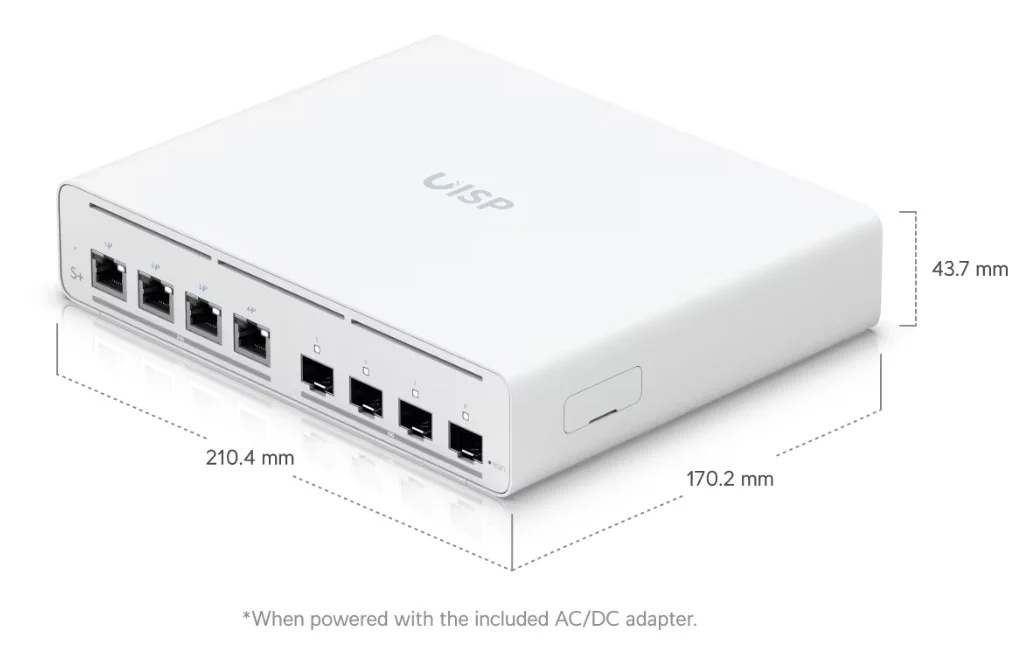 Ubiquiti UISP-S-Plus EU | Switch | 4x 2.5 GbE RJ45 Passive PoE, 4x SFP+, 160 W, Power TransPort