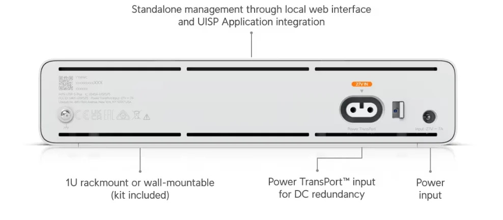 Ubiquiti UISP-S-Plus EU | Switch | 4x 2.5 GbE RJ45 Passive PoE, 4x SFP+, 160 W, Power TransPort