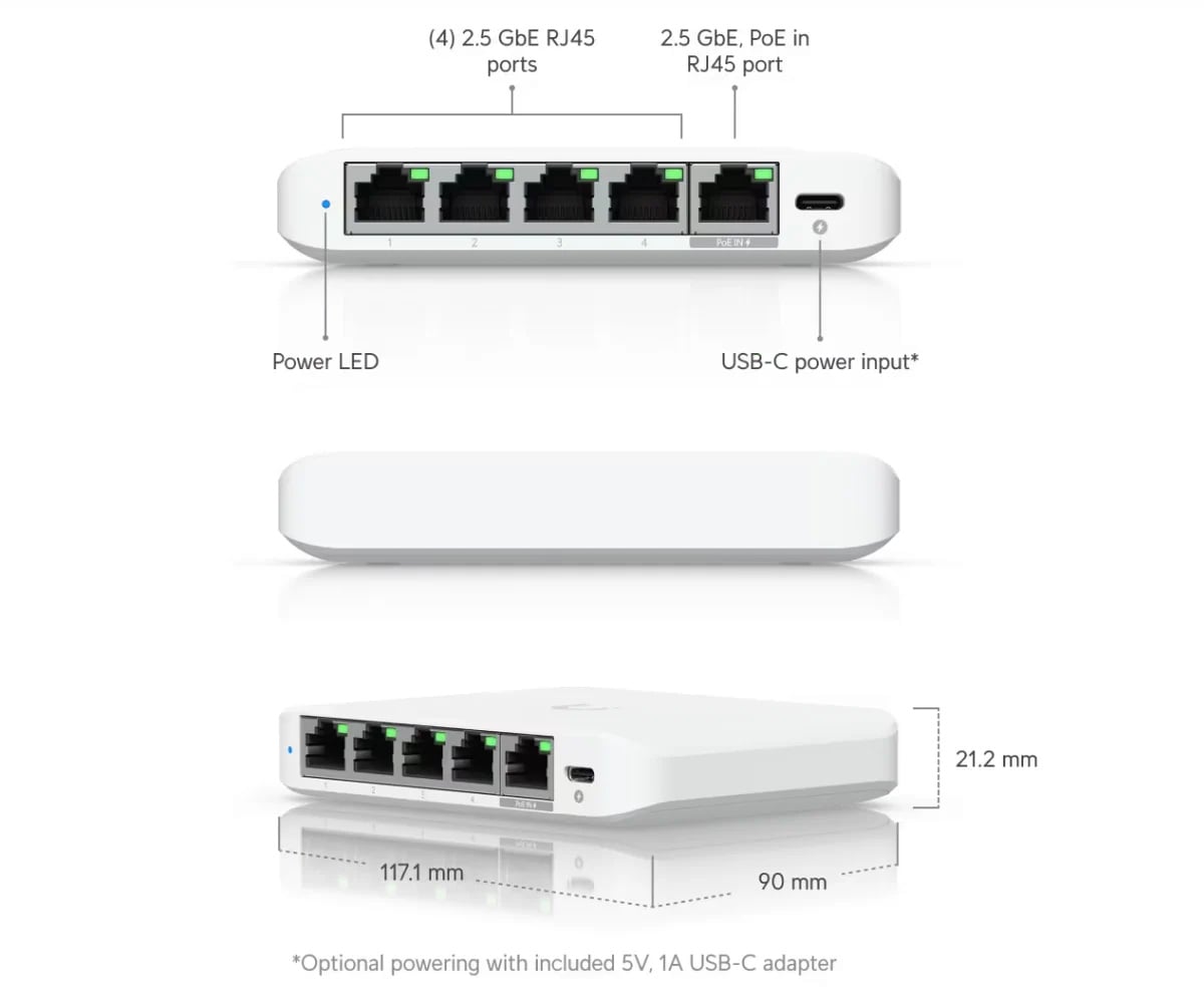 Ubiquiti USW-Flex-2.5G-5 EU | Switch | 5x 2.5 GbE RJ45