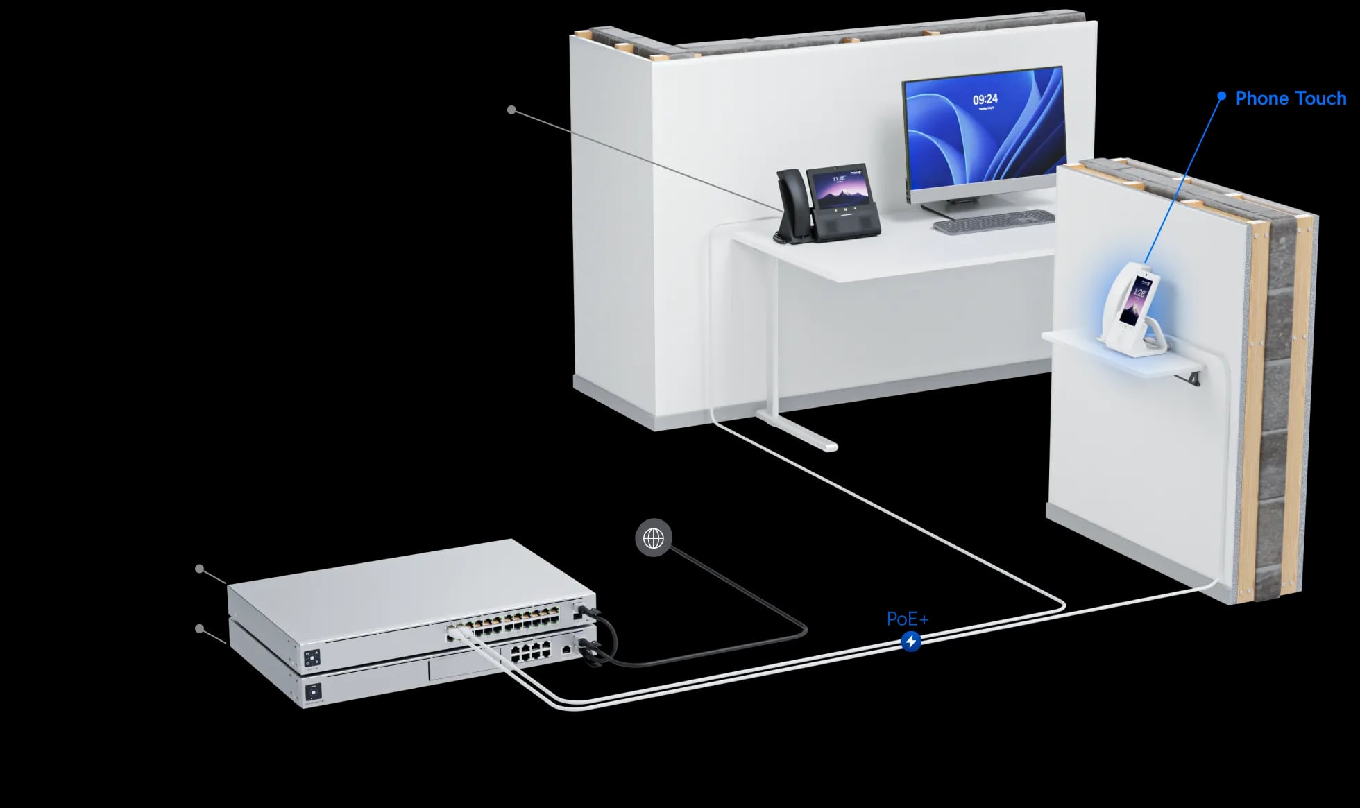 Ubiquiti UTP-Touch-U | Telefon VoIP | G2 Touch, UniFi Talk, Bluetooth, PoE, dotykowy ekran 5 cali