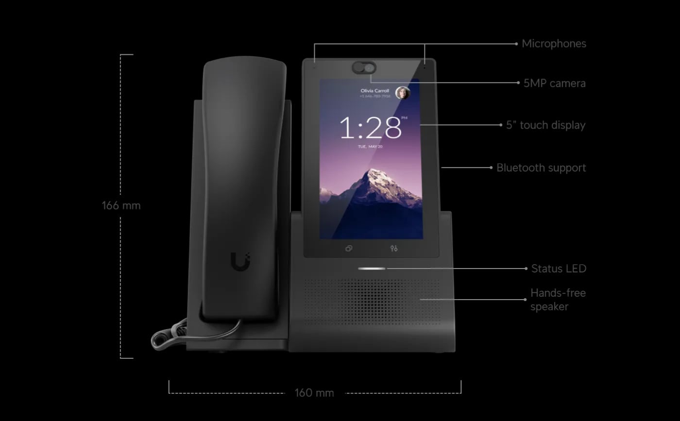 Ubiquiti UTP-Touch-U | Telefon VoIP | G2 Touch, UniFi Talk, Bluetooth, PoE, dotykowy ekran 5 cali