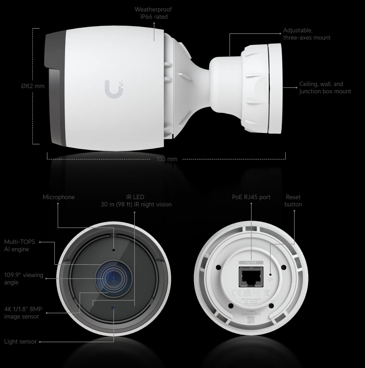 Ubiquiti UVC-G6-Bullet-W | Kamera IP | 4K, 30fps, PoE, IP66