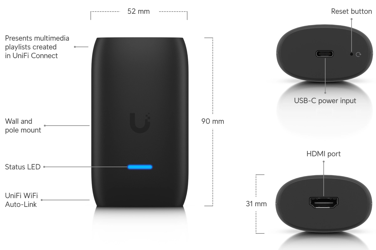 Ubiquiti UC-Cast-Lite | Display Cast | WiFi 6, 1080p, HDMI, USB-C