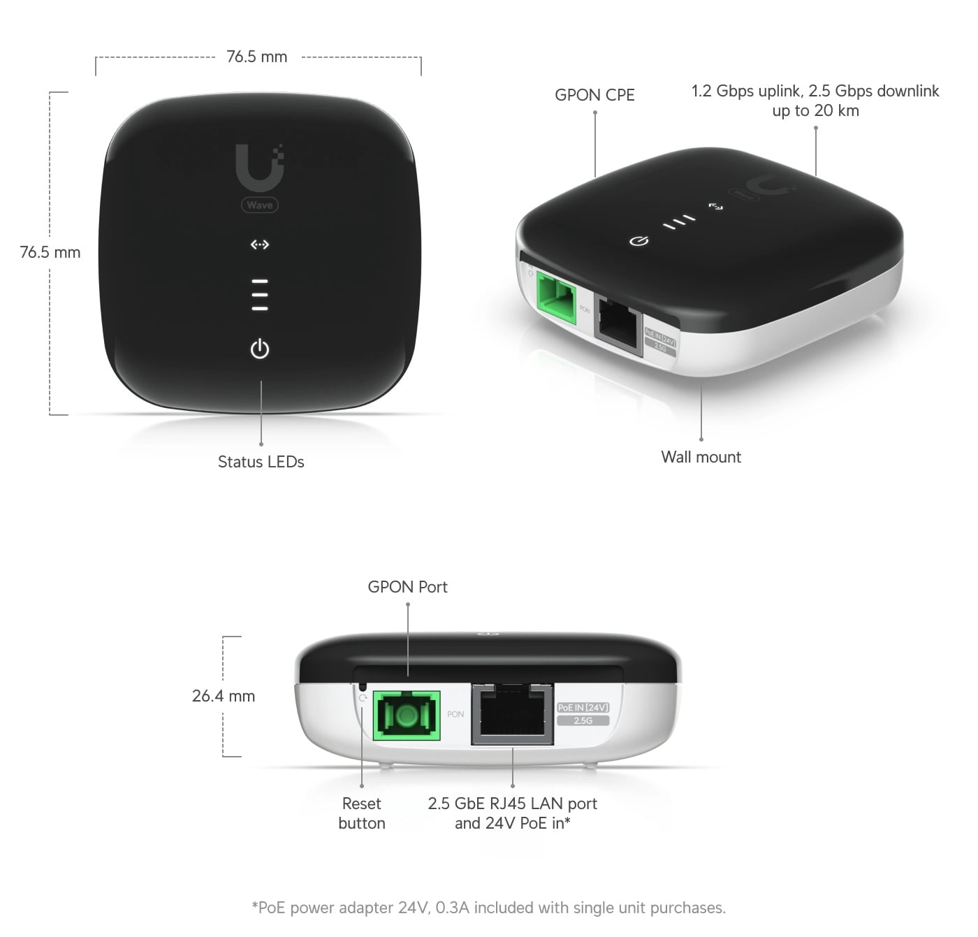 Ubiquiti Wave-Fiber-ONU | ONT | GPON 2.5G, 20km