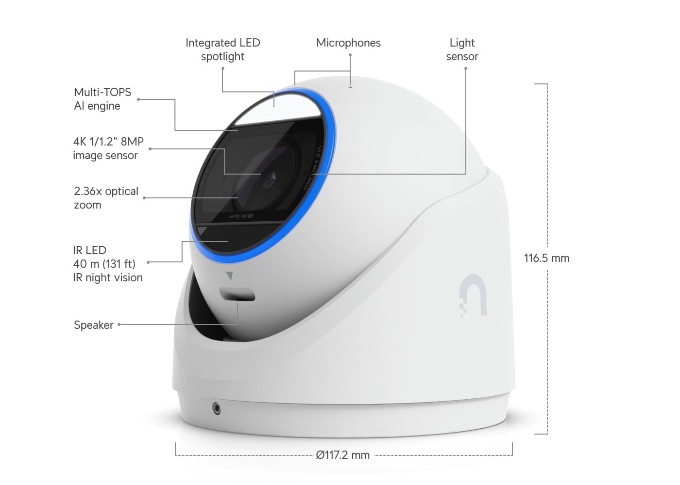 Ubiquiti UVC-G6-Pro-Turret-W | Kamera IP | 4K, 1x RJ45 1000Mb/s, IP66, PoE+
