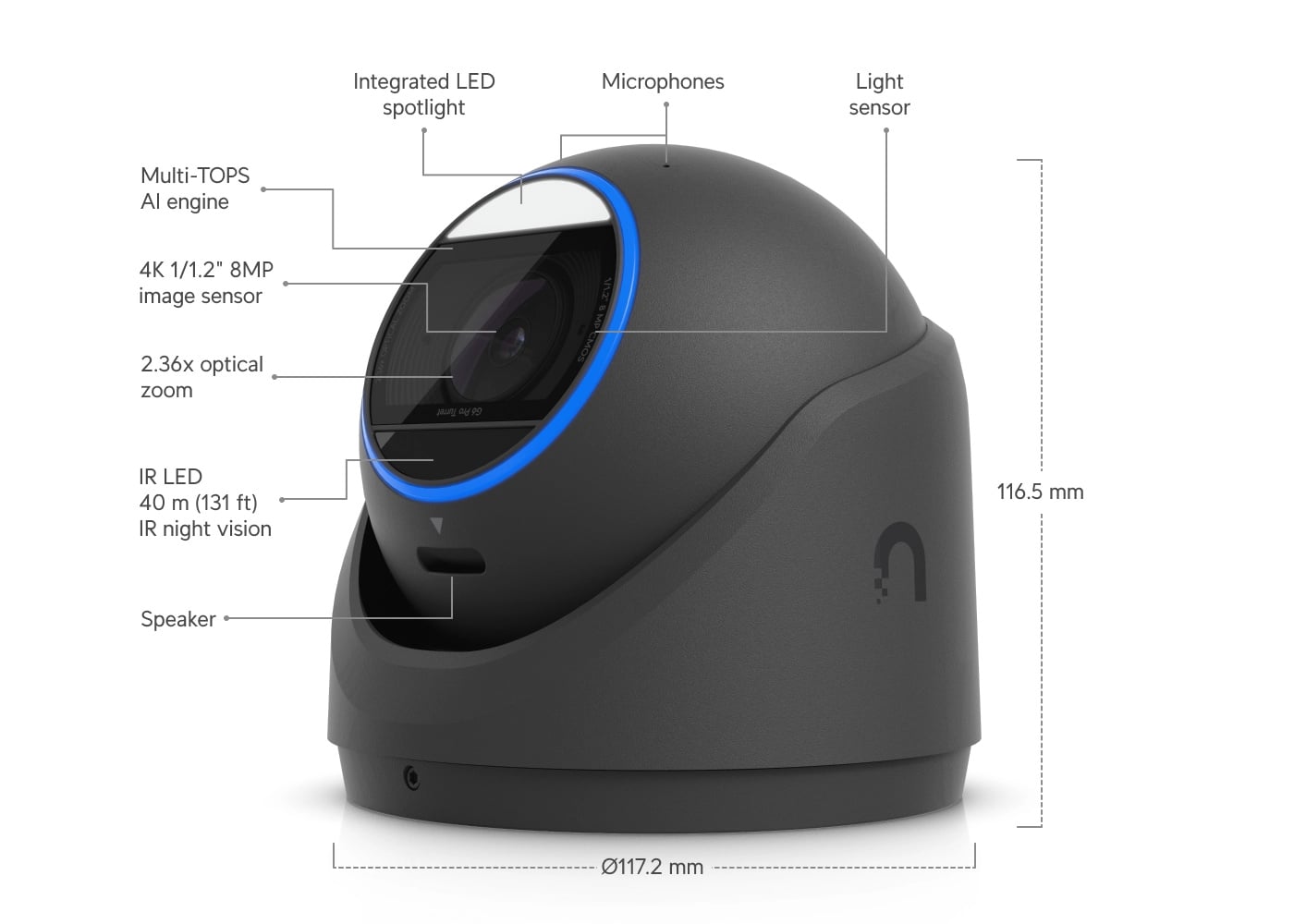 Ubiquiti UVC-G6-Pro-Turret-B | Kamera IP | 4K, 1x RJ45 1000Mb/s, IP66, PoE+