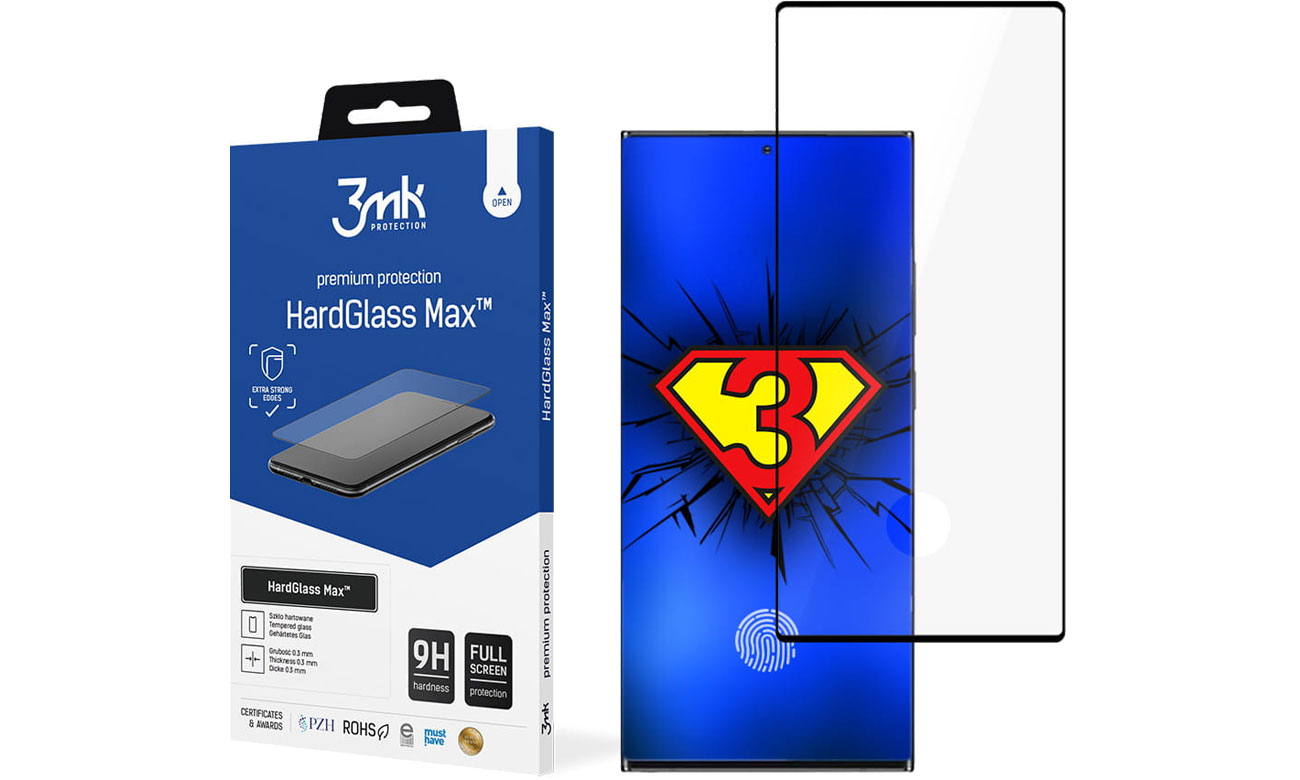 Szkło 3mk HardGlass Max do Samsung Galaxy S22 Ultra