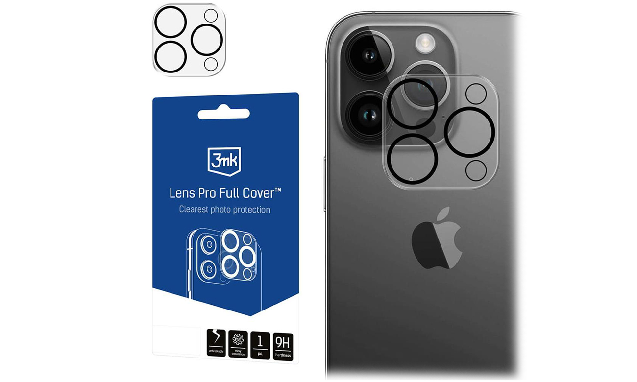 3mk Lens Pro Full Cover Glas für iPhone 15 Pro/15 Pro Max