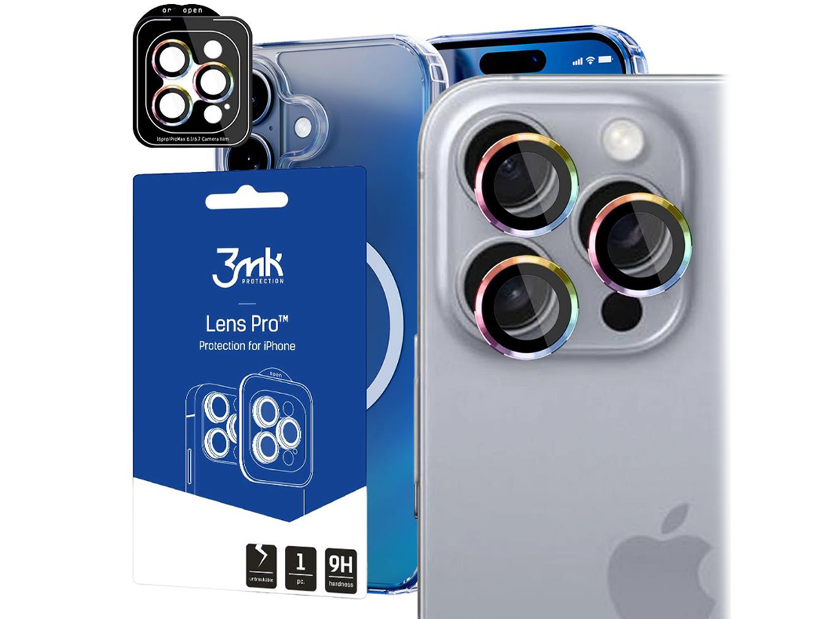 3mk Lens Protection Pro für iPhone 16 Pro/16 Pro Max Rainbow