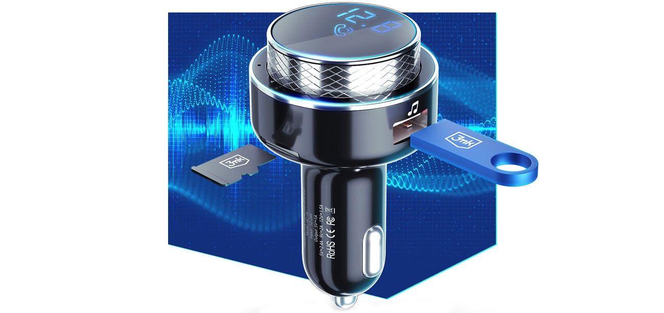 FM-Transmitter 3mk Hyper Car (Bluetooth, USB, microSD)