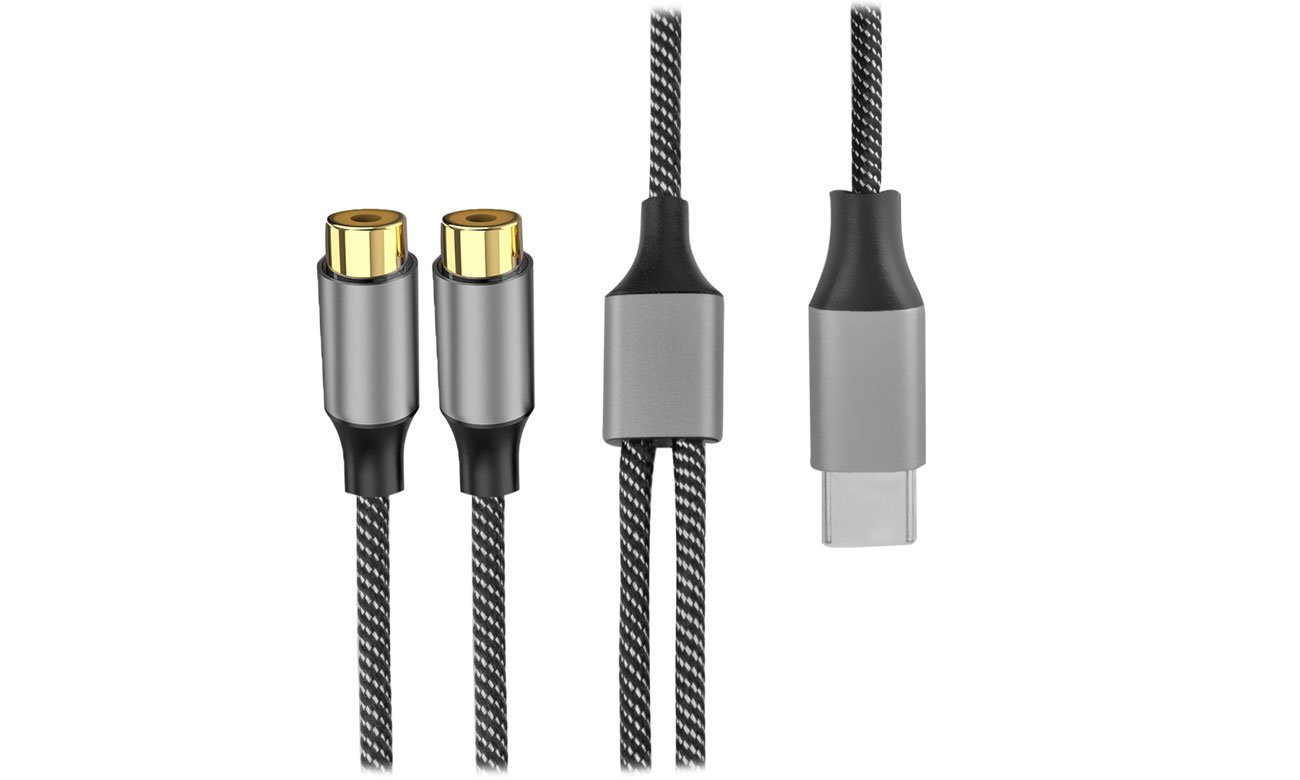 Kabel 4Smarts Audio USB-C - 2x cinch socket 20cm tekstylny czarny