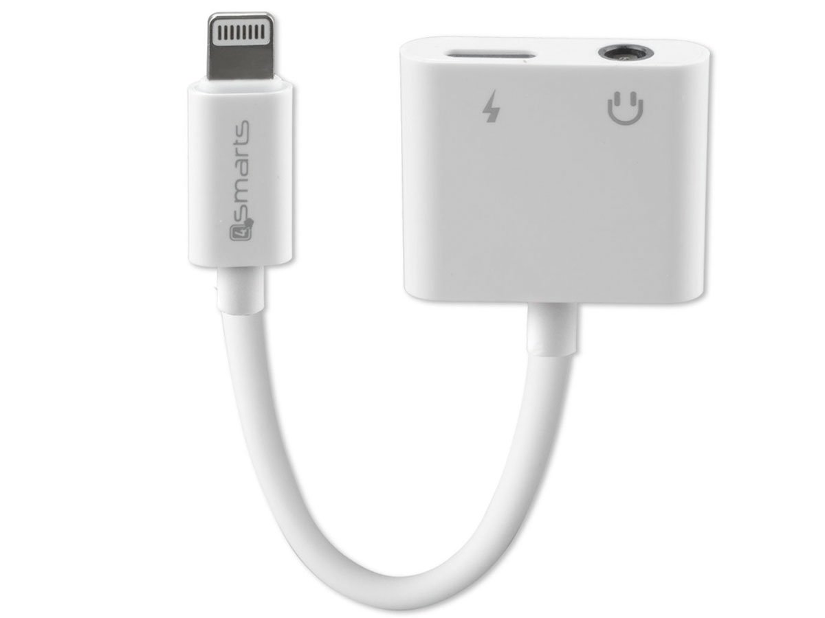 4Smarts Adapter rozdzielający Lightning + 3.5mm AUX biały