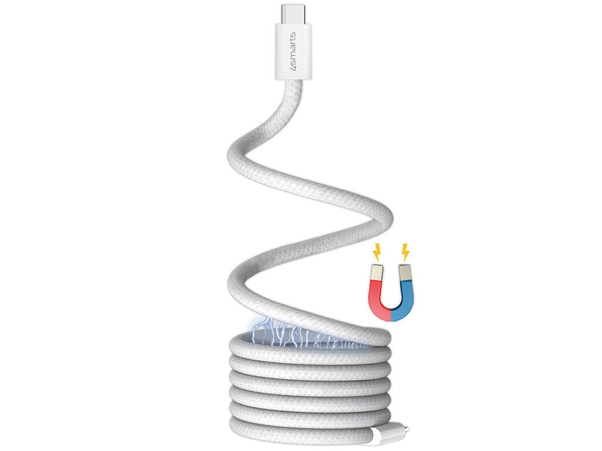 Kabel 4Smarts USB-C 100W 5A 1.5m magnetycznie zwijany biały