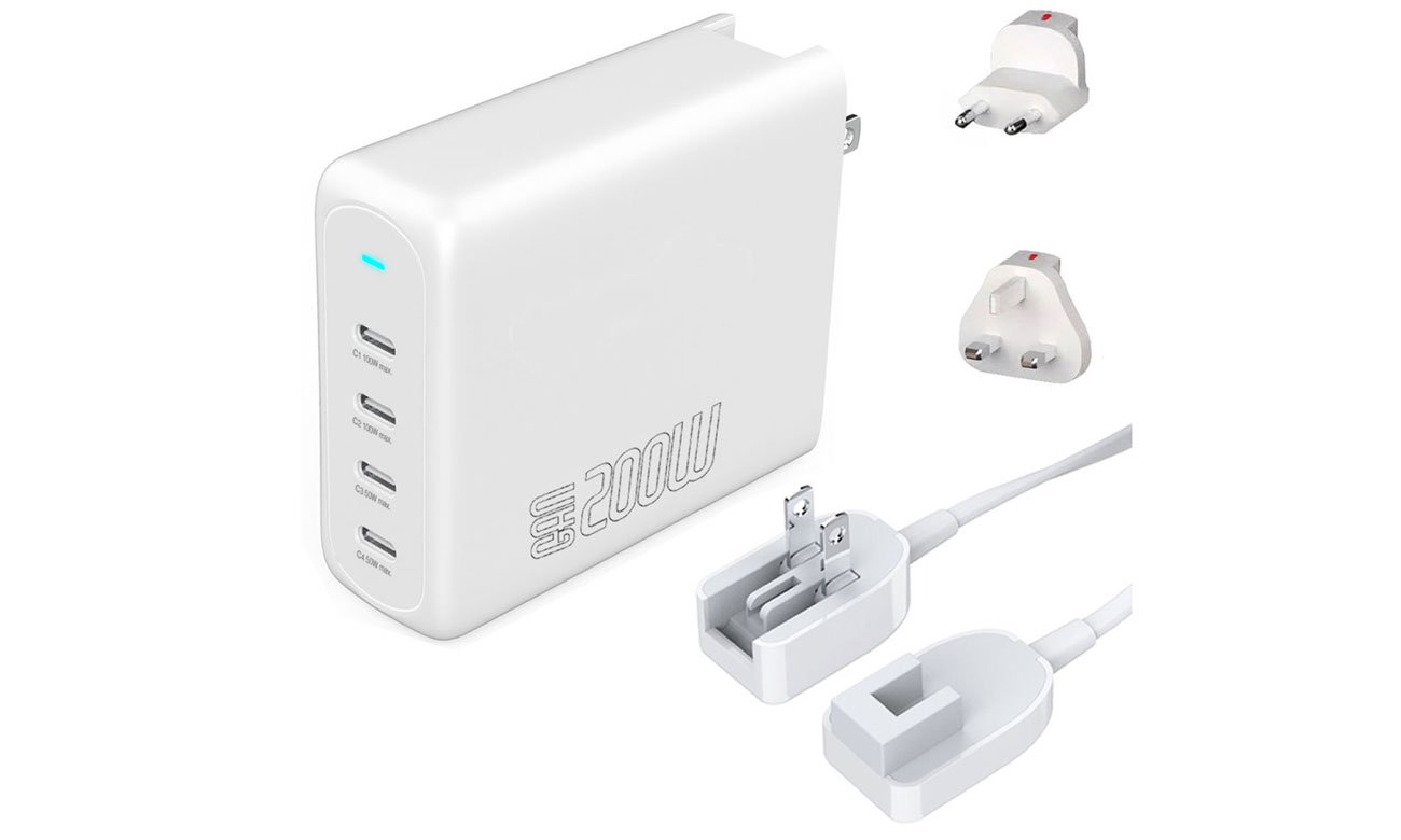 4Smarts Ładowarka sieciowa 200W GaN Flex Pro 4xUSB-C biała