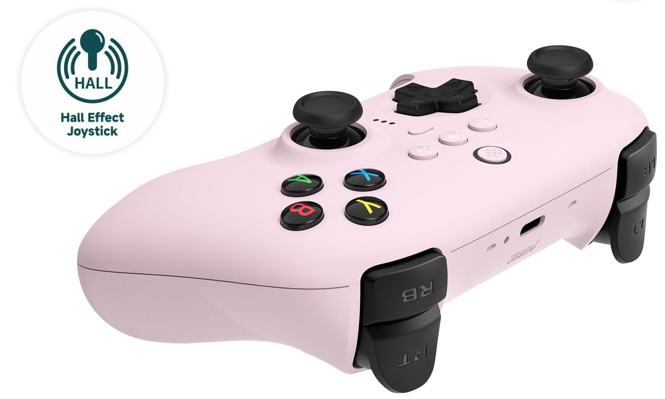 Pad 8BitDo Ultimate 2.4G Pad PC (Hall Effect Edition) Różowy - Widok od góry pod kątem