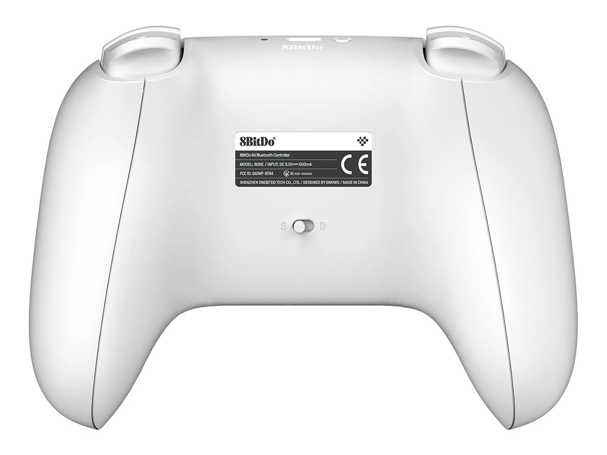 Kontroler 8BitDo 64 Bluetooth Controller Biały - Widok od tyłu