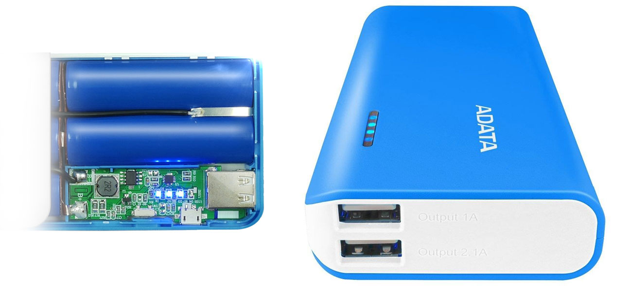 Power Bank ADATA PT100 niebieski/biały Pojemność 10 000 mAh