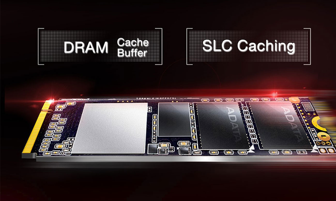 ADATA XPG SX6000 PCIe Gen3x2 M.2 2280 Inteligentne buforowanie SLC oraz bufor DRAM