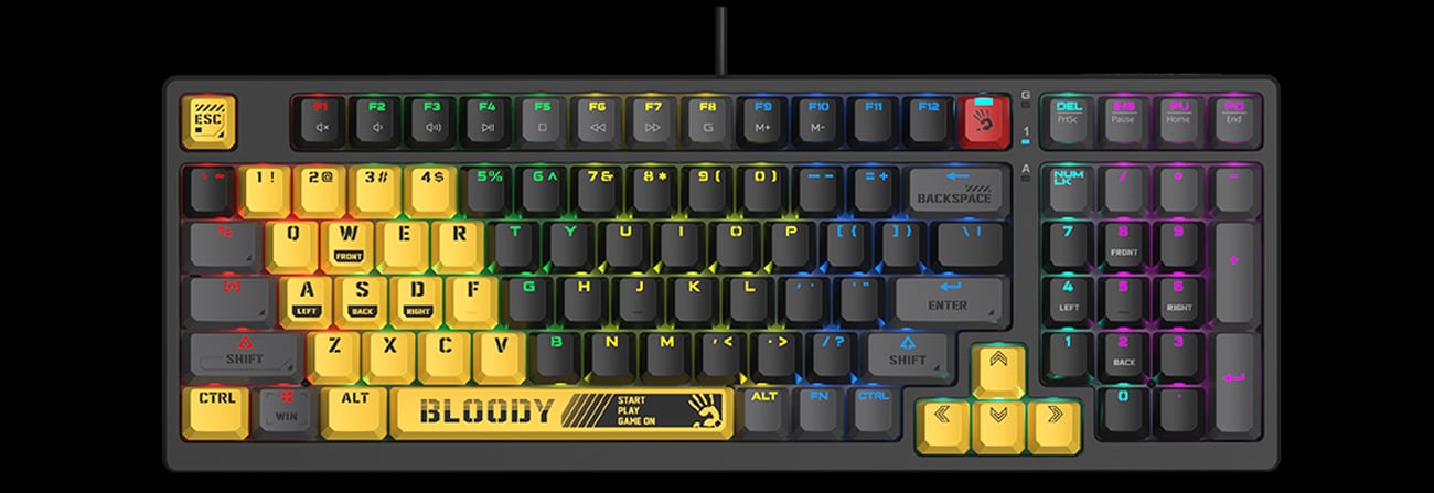 Schließe dich dem Spiel mit der A4Tech Bloody W95Max Sports Navy Tastatur an