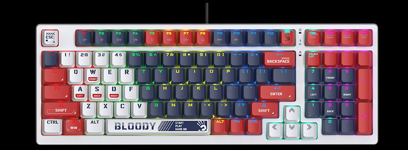 Schließe dich dem Spiel mit der A4Tech Bloody W95Max Sports Navy Tastatur an