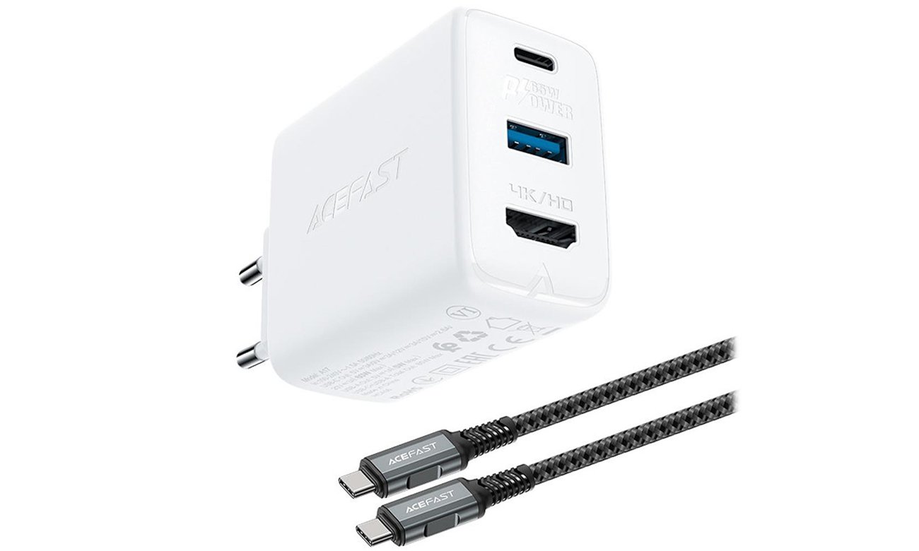 Ładowarka sieciowa ACEFAST USB-C,USB, HDMI GaN 65W