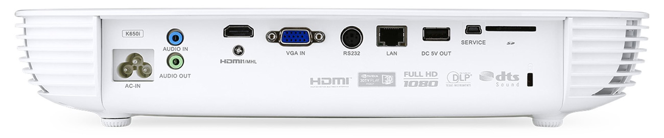 Acer K650i DLP Porty