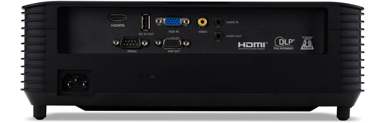 Acer X1328WKi widok z tyłu, złącza