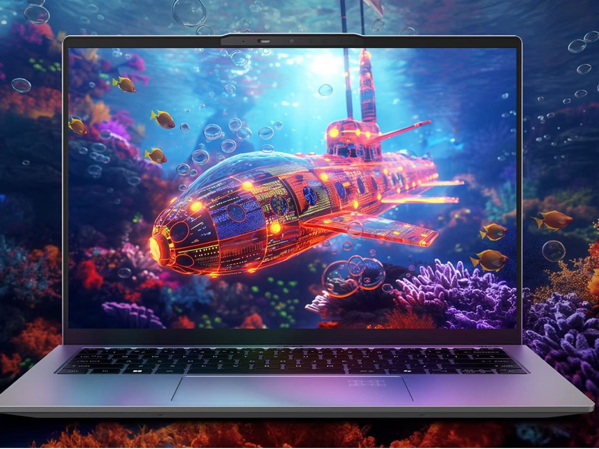 Acer Swift Go 16 łódź podwodna na ekranie laptopa