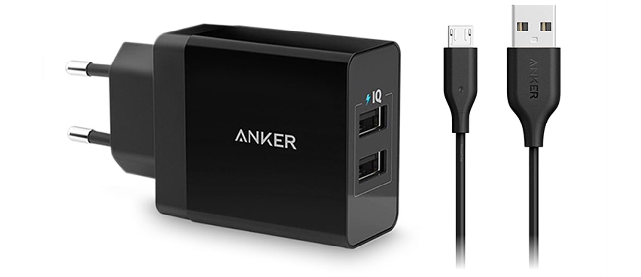 Ładowarka sieciowa Anker 2x USB 24W + kabel microUSB