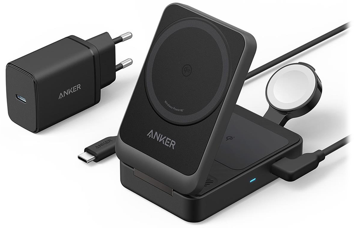 Ładowarka Anker MagGo Wireless Charging Station Qi 2.0 15W 3-in-1 czarna