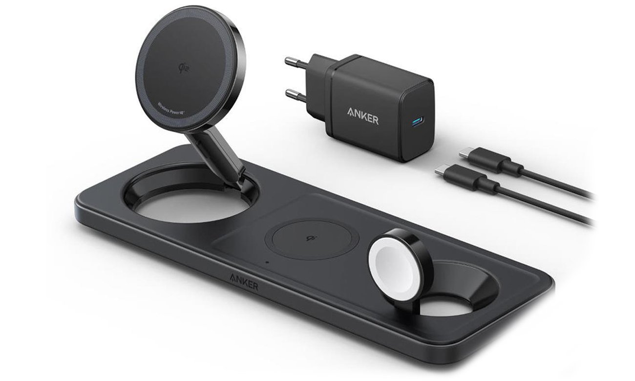 Ładowarka Anker MagGo Wireless Charging Station Qi 2.0 15W Pad 3-in-1 czarna