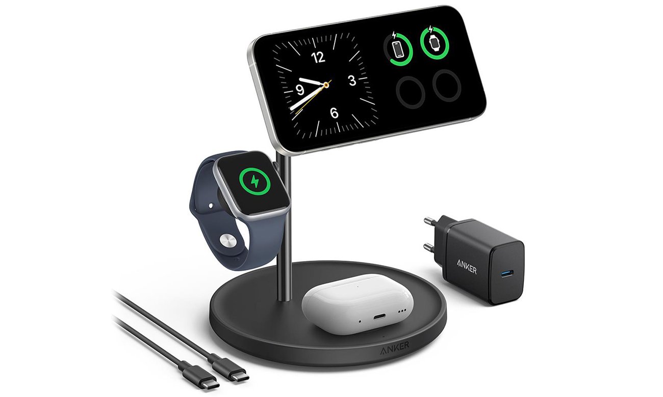 Anker MagGo Wireless Charging Station Qi 2.0 15W 3-in-1 czarna