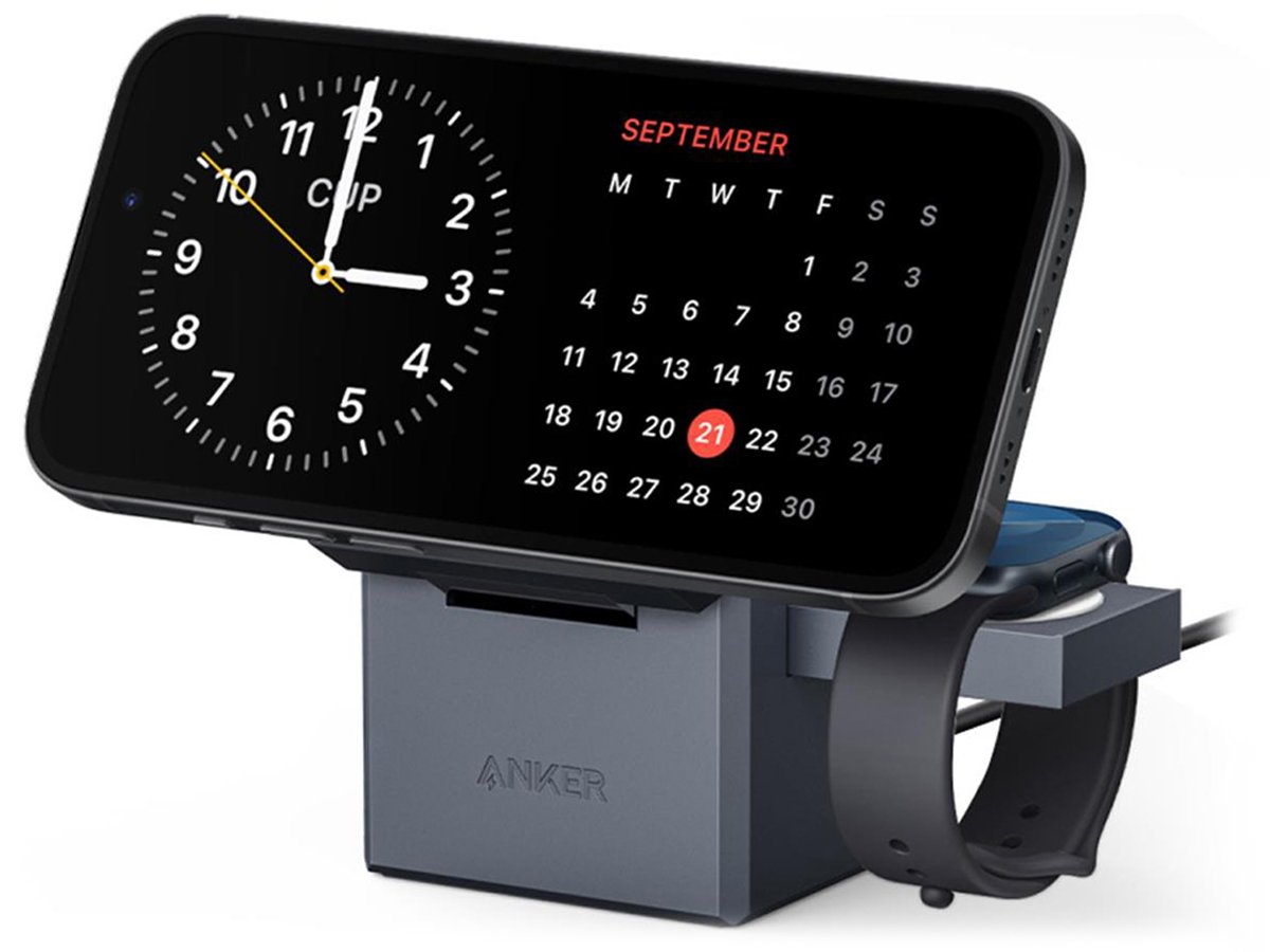 Anker MagSafe Cube 15W 3-in-1 szara