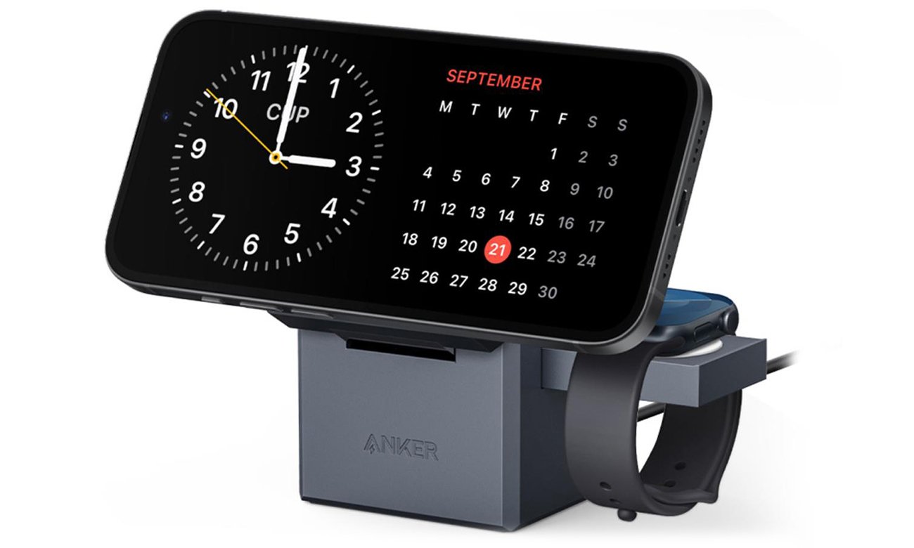 Anker MagSafe Cube 15W 3-in-1 szara