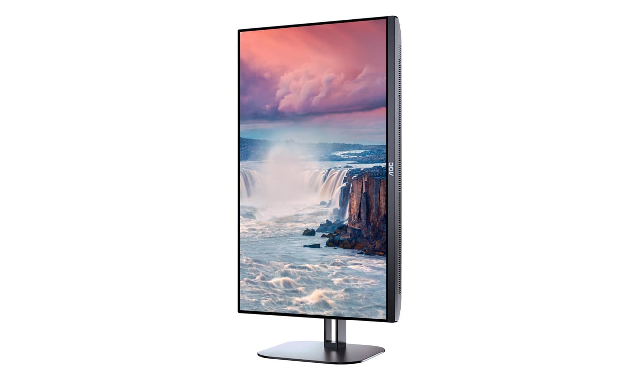 AOC 24V5C/BK widok z przodu pod kątem, PIVOT