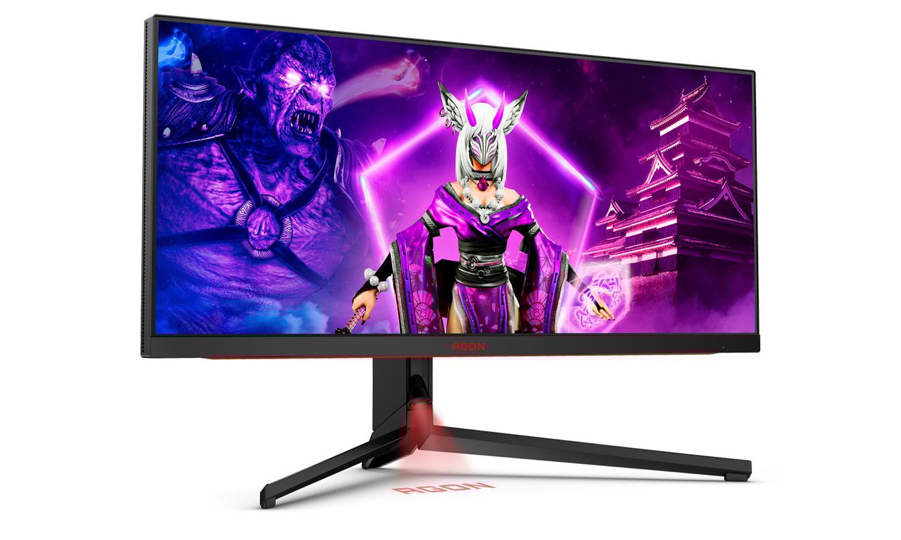 AOC AGON PRO AG344UXM widok z przodu pod kąten