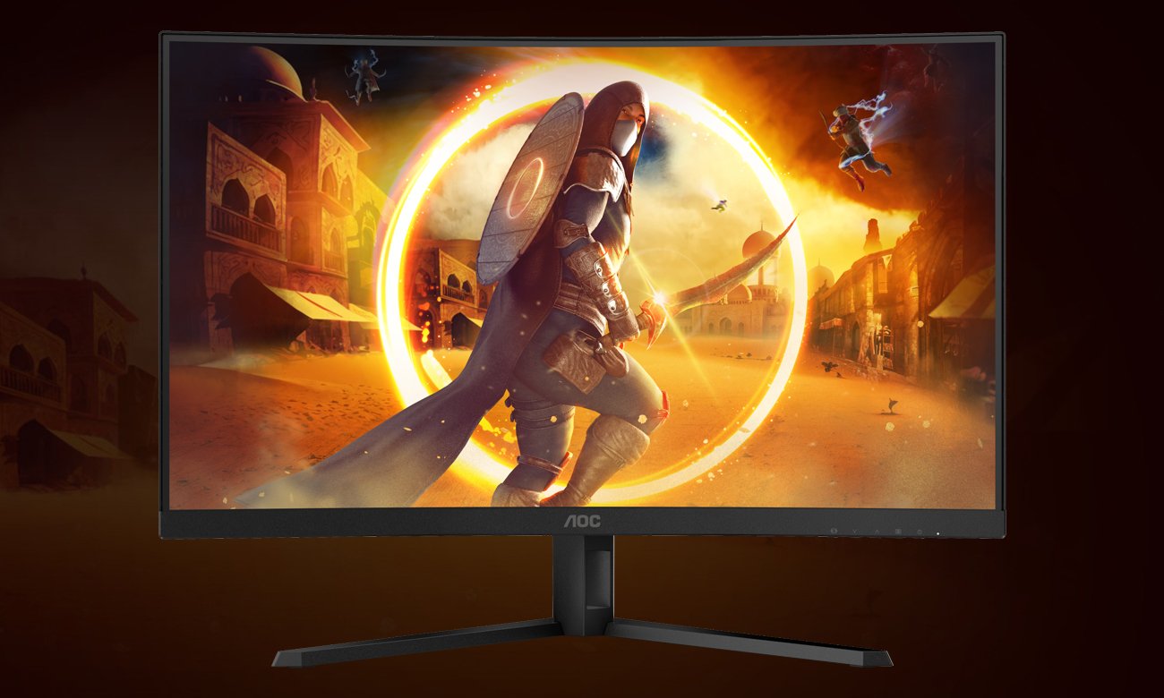 Monitor AOC CQ32G4VE - Widok od przodu, grafika z tłem