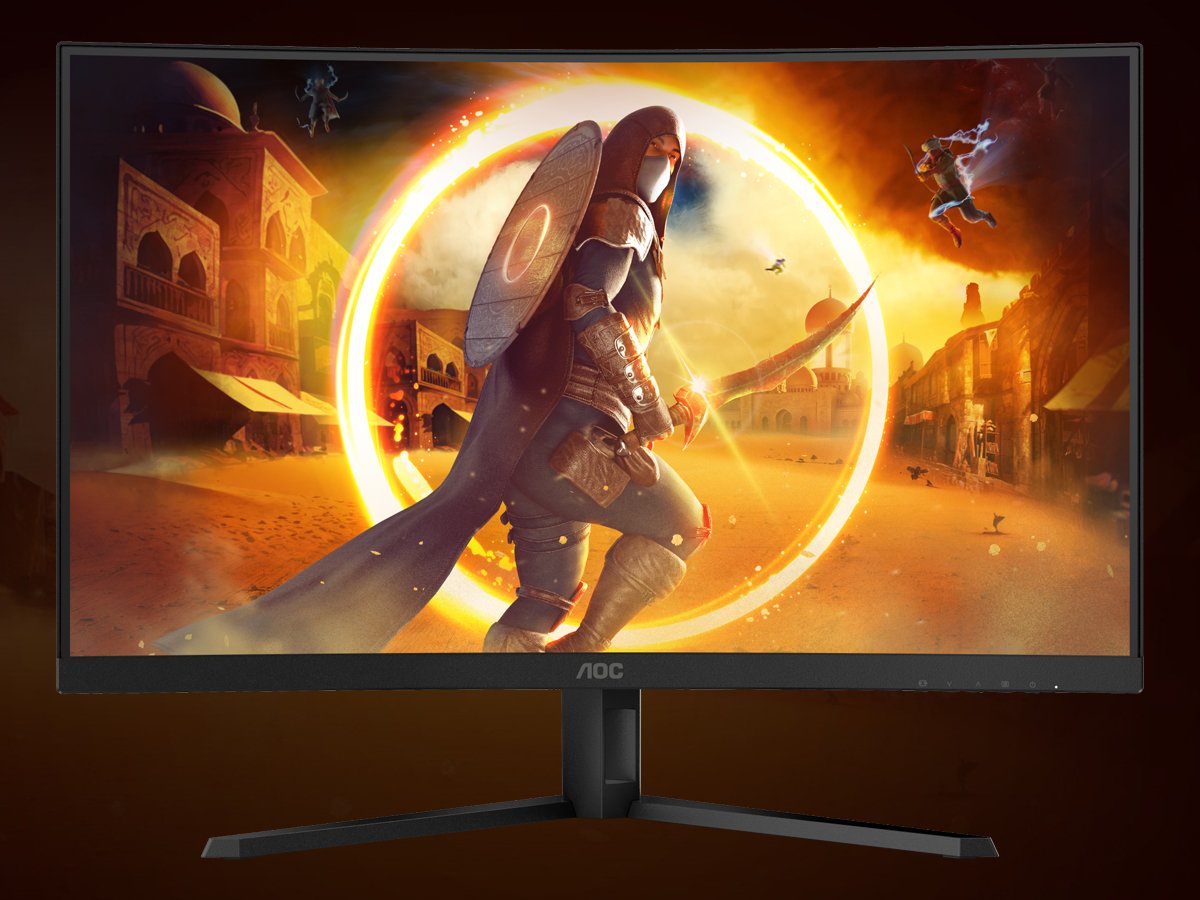 Monitor AOC CQ32G4VE - Widok od przodu, grafika z tłem
