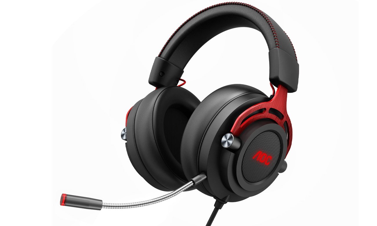 Zestaw słuchawkowy AOC GH300 Gaming Czarno-czerwony - Widok od przodu pod kątem