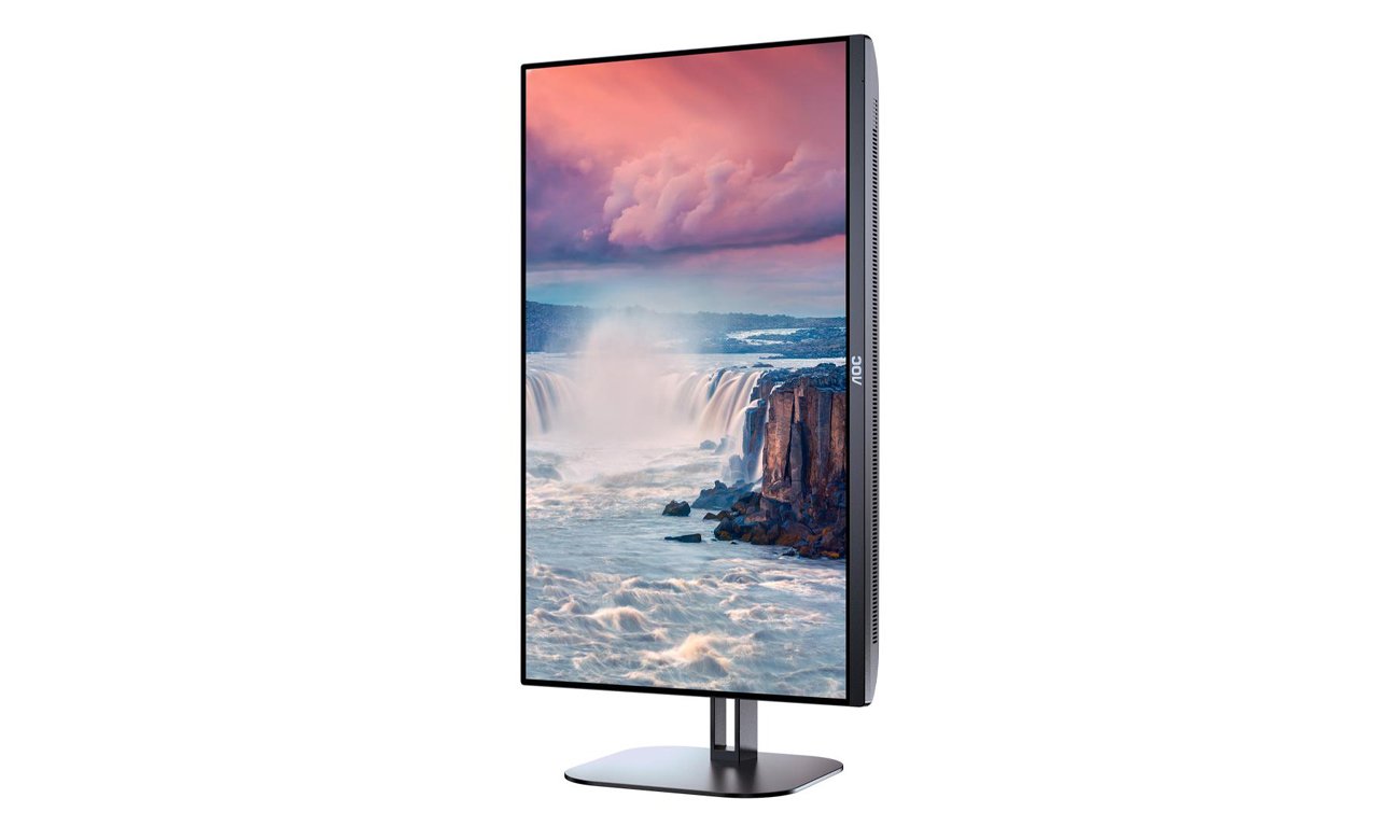 AOC Q27V5N/BK widok z przodu pod kątem, PIVOT