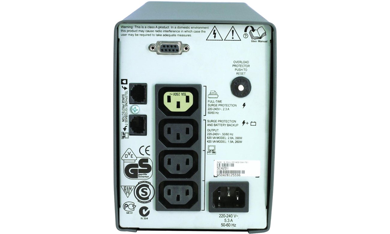 APC Smart-UPS SC 420VA 230V SC420I widok złączy
