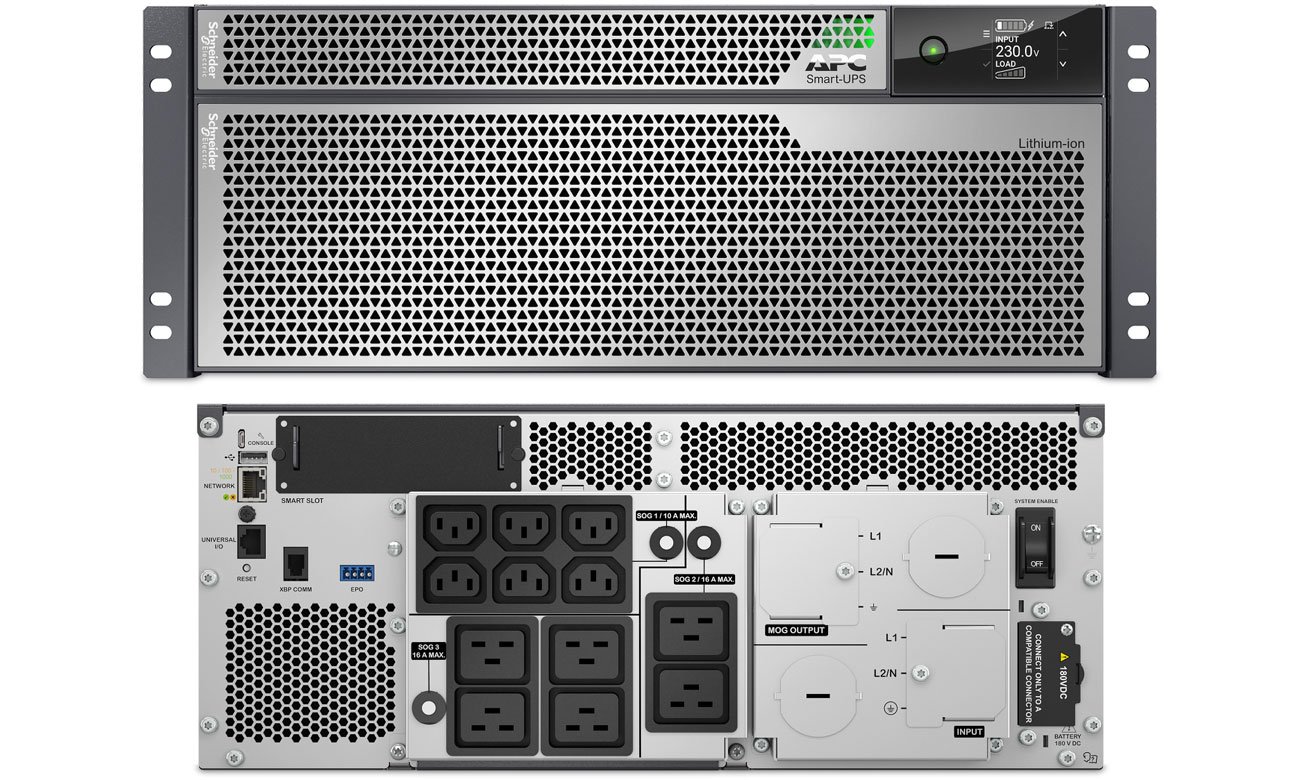 APC Smart-UPS Ultra On-Line Li-ion 10KVA/10KW przód tył