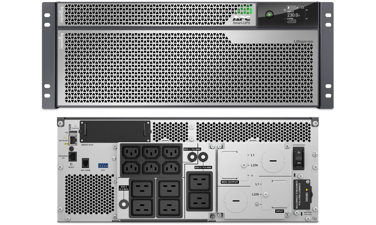 APC Smart-UPS Ultra On-Line Li-ion 10KVA/10KW przód tył